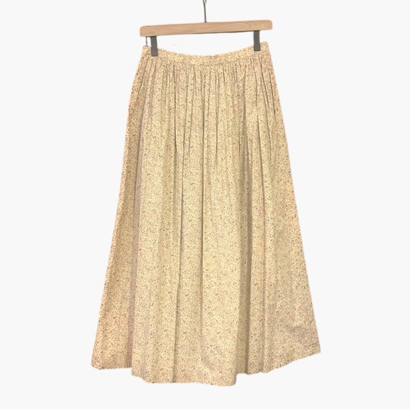 RARE Ralph Lauren Vintage Cotton Pleated Button Front Printed Skirt Size 10 - Picture 2 of 11